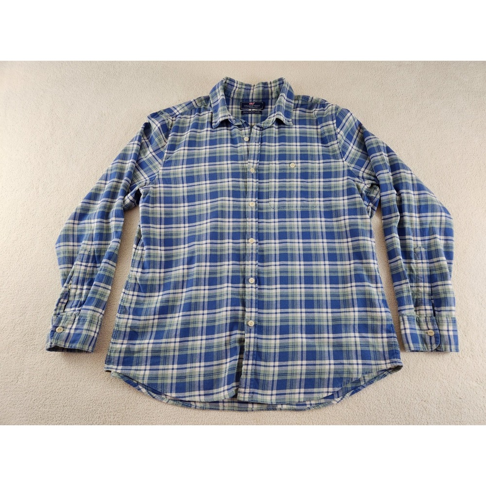 Vineyard Vines Mens Slim Longshore Shirt Plaid Blue/Green Size Large